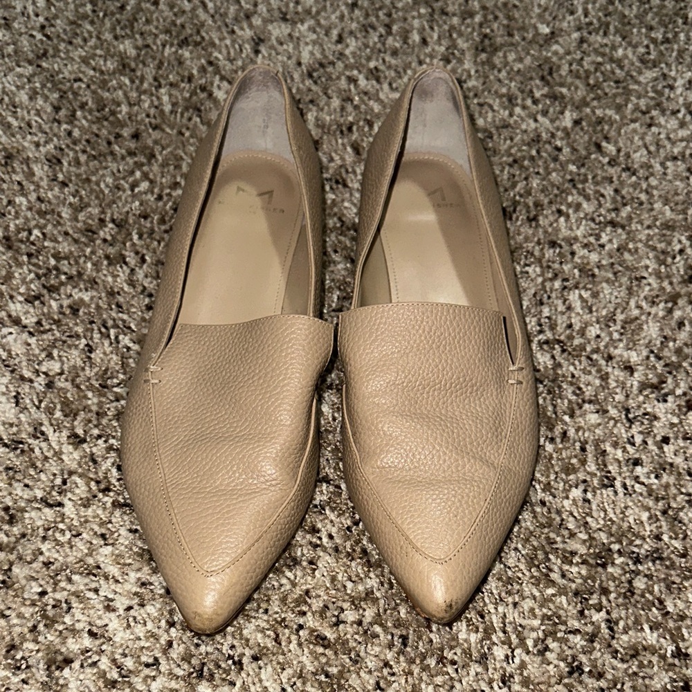 Marc Fisher Beige Pointed Loafers